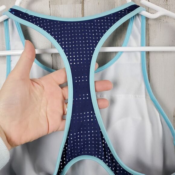 Lands' End Tankini Racerback Swim Top Blue Geometric Size 8 - Picture 7 of 8